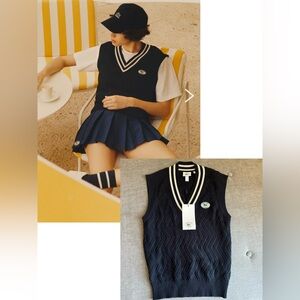 NWT sporty and rich x Lacoste striped-trim vest